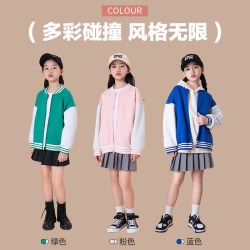 回力 儿童棒球服女童秋季外套春秋款运动开衫男孩衣服男童上衣秋装