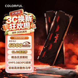 七彩虹 64G(32G*2) DDR5 6000 台式机内存条 马甲条 C40 战斧系列·陨铁黑