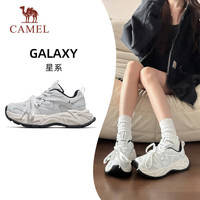 骆驼 情侣穿搭好物王俊凯同款[星系]老爹鞋男厚底增高复古休闲鞋 X25B304036，白色/黑色 ，女 37