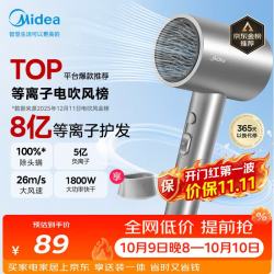 美的 FJ308 5亿等离子护发 星光银 1800W 电吹风
