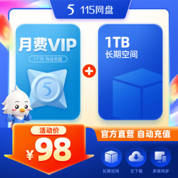 115 网盘 115网盘月费VIP+1TB空间