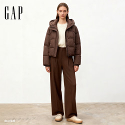 Gap 秋季款短款宽松泡芙连帽羽绒服绗缝百搭
