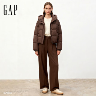Gap 秋季款短款宽松泡芙连帽羽绒服绗缝百搭