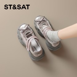 星期六 ST&SAT 厚底老爹鞋女款2026新款秋季巨好看运动玛丽珍增高休闲女鞋