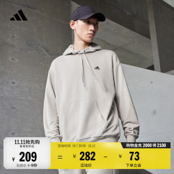 阿迪达斯 休闲舒适加厚毛圈连帽卫衣套头衫男女秋冬阿迪达斯轻运动   金属灰   M