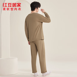 红豆 长袖长裤套头家居服套装 茶咖色 XL