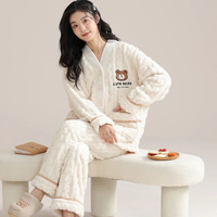 雅鹿 加绒加厚睡衣女款长袖2026新款冬季双面绒可外穿家居服套装X