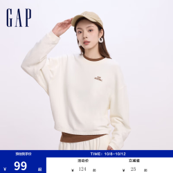 Gap 女装字母logo长袖卫衣简约百搭女友T上衣640250 米白色 XL (175/92A) 亚洲尺码