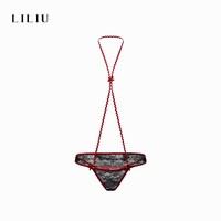 LILIU 纯欲风性感诱惑挂脖内裤女2025新款蕾丝边低腰裤女士三角裤