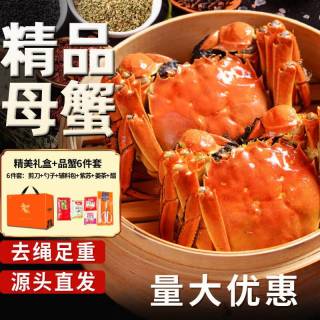 秋日食鲜:湖中秋色 去绳净重、死蟹包赔!大闸蟹 公4.0-4.3两 母3.0-3.3两 4对8只现货礼盒装