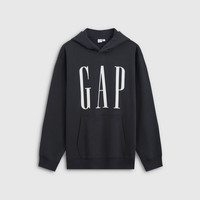 Gap 男女装2026秋新品潮流logo印花抓绒连帽宽松卫衣1SS623908 黑灰色 S (165/88A)亚洲尺码