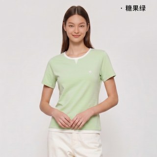 秋鹿 四季款睡衣100%全棉带胸垫简约可外穿纯棉休闲