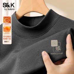 班尼路 S&K羊毛蚕丝保暖内衣男2026新款冬季防风半高领男士打底衫A