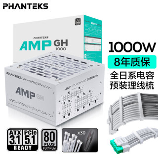 追风者 AMP GH1000W 白金牌（92%）全模组ATX电源 1000W 白色