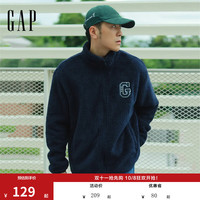Gap logo刺绣宽松立领抱抱绒卫衣外套
