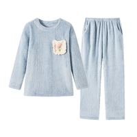 都市丽人 女加厚珊瑚绒家居服套装