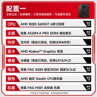 移动端：微星 办公电脑主机AMD 5600GT/5700G/Ultra 5 225核显家用网课游戏平面设计炒股商用DIY台式电脑全套组装整机