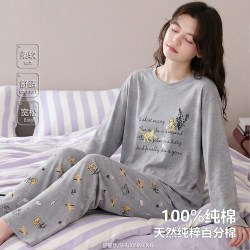新款2026年春秋季纯棉女士长袖睡衣精致少女外穿秋季两件套家居服