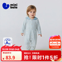 迷你巴拉 minibala）宝宝衣服婴儿连体衣棉弹透气可爱翻领外出爬服2026春新品 白蓝色调00418 73cm