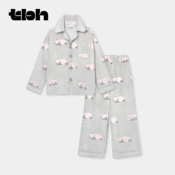 野兽派 tbh野兽派家居熊猫噗噗法兰绒家居服套装秋冬加厚可外穿睡衣女
