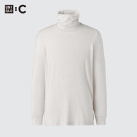 优衣库 HEATTECH EXTRA WARM混纺两翻领T恤/9分袖男装9%羊绒481442 481442/30浅米色 L
