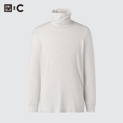优衣库 HEATTECH EXTRA WARM混纺两翻领T恤/9分袖男装9%羊绒481442 481442/30浅米色 L