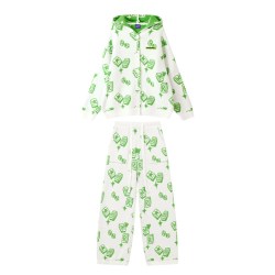 狂野之屋 家居服套装女秋连帽开衫半边绒睡衣宽松保暖可外穿