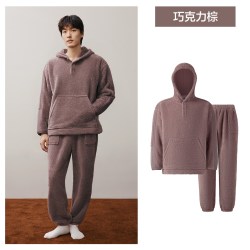 YOUKESHU 珊瑚绒情侣睡衣可外穿女加厚2025秋冬抗静电男款家居服套装
