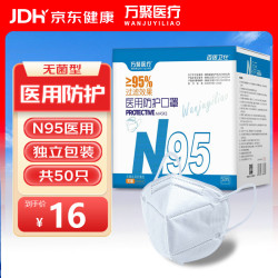 万聚医疗 N95无呼吸阀口罩 50只 白色