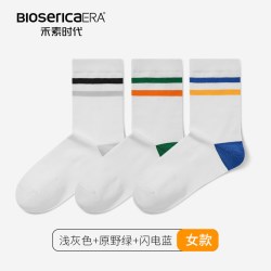 禾素时代 袜子女士抗菌防臭袜秋春夏季长筒透气ins风条纹潮流棉袜