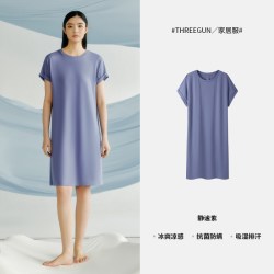 三枪 [冰立方]三枪2026春夏冰丝凉感莫代尔睡裙女抗菌防螨短袖薄款宽松