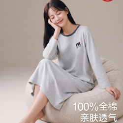 三枪 2026秋季长袖全棉睡裙女士睡衣柔软甜美印花长裙纯棉保暖