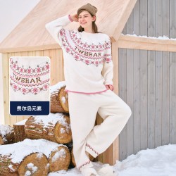 TEENIE WEENIE TeenieWeenie情侣家居服2026新款半边绒女士睡衣套装长袖加绒秋冬