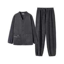 伊维斯 情侣睡衣冬季加绒加厚保暖可外穿家居服套装