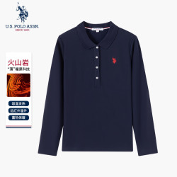 U.S. POLO ASSN. polo衫女秋冬商务休闲长袖t恤女士翻领暖焱绒磨毛保暖上衣