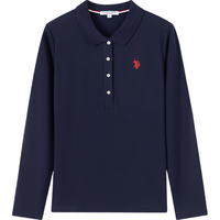 U.S. POLO ASSN. 女士翻领暖焱绒磨毛长袖POLO衫