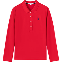 U.S. POLO ASSN. 女士翻领长袖POLO衫 暖焱绒磨毛 黑色 M