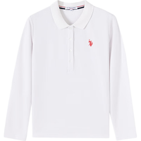 U.S. POLO ASSN. 女士翻领长袖POLO衫 暖焱绒磨毛 黑色 M