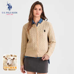 U.S. POLO ASSN. 毛衣女秋冬时尚百搭开衫针织衫长袖上衣夹克外套
