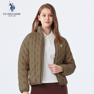 U.S. POLO ASSN. 轻薄立领防风鸭绒羽绒服 卡其色 L