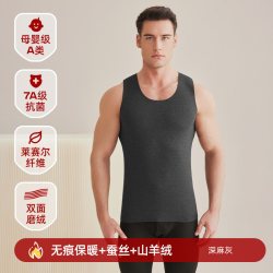 健丹鸟 保暖背心男加绒加厚防寒内衣无痕抑菌磨毛打底发热无袖马甲