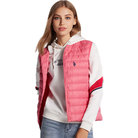 U.S. POLO ASSN. 白鸭绒加厚保暖 桃红 L 女士羽绒马甲