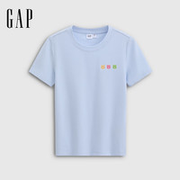 Gap 小熊刺绣针织短袖T恤 浅蓝色