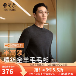 雅戈尔 纯羊毛 毛衫男士 羊毛衫超细毛条