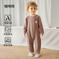 欧孕 儿童加绒连体睡衣 咖啡棕 120cm