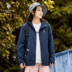 U.S. POLO ASSN. 夹克女秋冬季新款简约宽松连帽透气户外休闲外套