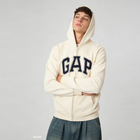 Gap 男女装碳素磨毛字母logo连帽抓绒卫衣