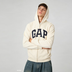 Gap 男女装碳素磨毛字母logo连帽抓绒卫衣