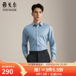 雅戈尔 长袖衬衫男全棉免烫衬衫素色衬衫抗皱平整舒适 蓝色YLDP115651HBY 38