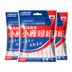 小鹿妈妈 经典牙线棒牙签牙线剔牙线 3袋300支